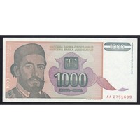 Jugoszlávia,1000 dinara 1994 aUNC+