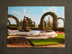 Képeslap,Olaszország,Róma,Vatikán,Citta' Del,kert,szökőkút látkép,részlet,1970-