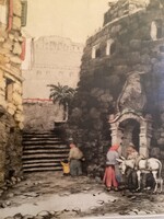 Csillag József (1894 - 1977 ) - Bordighera , színeztet rézkarc .