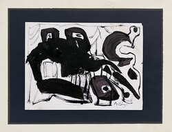 Antónyi Imre (1932- ) Enteriőr feketében - modern absztrakt jellegű alkotás /számlát adunk hozzá/