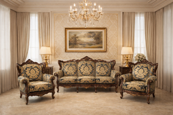 Hibátlan kék mintás ülőgarnitura