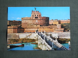 Képeslap,Olaszország,Róma,Castel Sant'Angelo,kastély,híd látkép,részlet,1970-