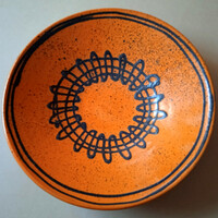 Vintage jelzett Liszkay Kovács Zoltán iparművészeti kerámia tál fali dísz fali tányér falidísz