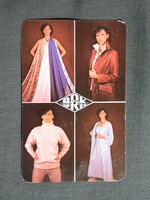 Kártyanaptár,BRK,Bács Kiskun megyei ruházati vállalat,női modell,1980, (1)