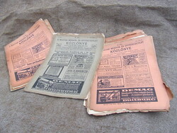 Régi újság irat Építész egylet közlönye 1916 1917