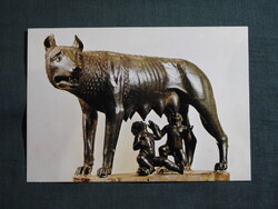 Képeslap,Olaszország,Róma,Musei Capitolini múzeum,Romulus Remus Capitoliumi farkas szobor,1970-