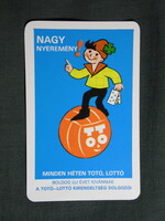 Kártyanaptár,Totó Lottó szerencsejáték,grafikai,reklám figura,1980, (1)