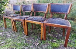 Art deco teljes felújításra szoruló tömör diófa székek, kárpitozott, kötözött rugós 1920-30