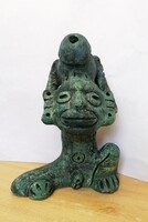 Bennszülött vizeskorsó. Taino Karibi őslakos műtárgy, terrakotta