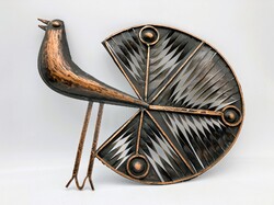 Jajesnica Róbert: mid-century modern, jelezett iparművészeti ötvösmunka, fémplasztika - ritka