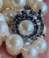 Csodállatos 2 soros zafir valódi akoya gyöny nyaklánc