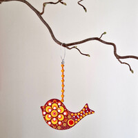 Pontfestett kerámia ablakdísz, függő (Madárka)