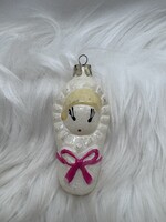 Retro  régi üveg karácsonyfadísz,pólyásbaba