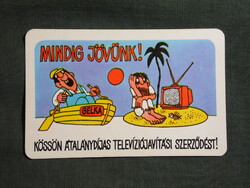 Kártyanaptár,Gelka rádió televízió szerviz,grafikai,humoros,1980, (1)