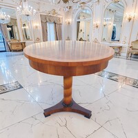 Antik Politúros Bieder intarziás körasztal (restaurált).Cca 1820-30.