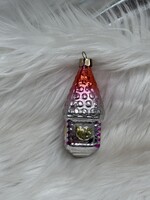 Retro  régi üveg karácsonyfadísz,mesefigura, mókusos házikó,kalitka