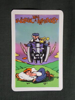 Kártyanaptár,SZOT munkavédelmi osztály,balesetmegelőzés,grafikai,humoros,1980, (1)