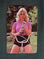 Kártyanaptár,Traubisoda üdítőital,erotikus női modell,kemping kerékpár,1980, (1)