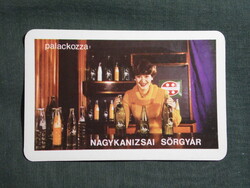Kártyanaptár,Nagykanizsa sörgyár,sörfőzde,gyöngy üdítőital,ásványvíz,női modell,1980, (1)