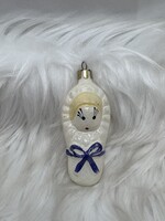 Retro  régi üveg karácsonyfadísz,pólyásbaba