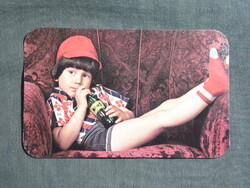 Kártyanaptár,MÁRKA üdítőital,borgazdasági tröszt,gyerek modell,1980, (1)