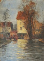 (N) Barát Móric (1880-1944) : Folyóparti ház