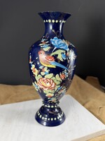 Antik kézzel festett kínai madaras rekeszzománc váza