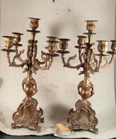 Antik barokk bronz gyertyatartó pár 347
