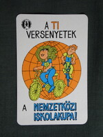 Kártyanaptár,Közlekedésbiztonsági tanács,balesetmegelőzés,grafikai,iskolakupa,1980, (1)