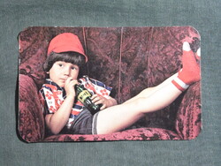 Kártyanaptár,MÁRKA üdítőital,borgazdasági tröszt,gyerek modell,1980, (1)