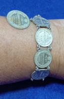 L. vh  cári orosz kopejkásokból álló ,hadi emlék karkötő /500 finomságú ezüst./