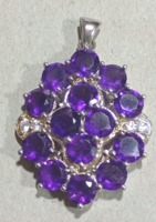 Sterling ezüst medál ametiszt, és cirkon eredeti kövekkel 20 sz