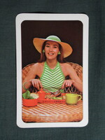 Kártyanaptár,Budapest,ÁHT állatforgalmi húsipari Tröszt,női modell,1980, (1)