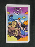 Kártyanaptár,SZOT munkavédelmi osztály,balesetmegelőzés,grafikai,humoros,1980, (1)