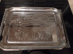 Elegant Silver-Plated Alpaca Decorative Tray – 40 cm – Richly Engraved