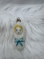 Retro  régi üveg karácsonyfadísz,pólyásbaba