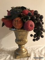 KASPÓ GYÜMÖLCSÖKKEL - ANGOL - LUXUS KATEGÓRIA  - RÉGI - 30 x 24 cm - LAKKAL KEZELVE