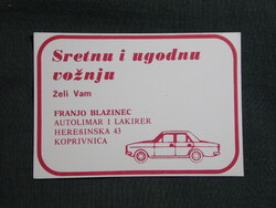 Kártyanaptár,Horvátország,Kapronca,Franjo Blažinec,Autókarosszéria-lakatos és fényező ,1980, (1)