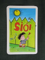 Kártyanaptár,SIÓ gyümölcslé,üdítőital,Siófok állami gazdaság,grafikai,reklám figura,1980, (1)