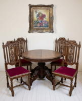 Antik stílusú támlás tölgyfa székek 8 db