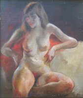 AKCIÓ! NAGYMÉRETŰ AKT, olaj-vászon kerettel -  "G. Haas" jelzéssel meztelen nő portréja