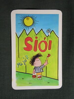 Kártyanaptár,SIÓ gyümölcslé,üdítőital,Siófok állami gazdaság,grafikai,reklám figura,1980, (1)