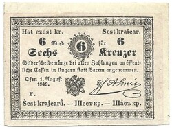 6 kreuzer krajczár krajcár 1849.08.01. Almásy Hajtatlan Ritka