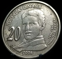 Szerbia 20 Dinár, 2006 150. Évforduló - Nikola Tesla születése A19C4