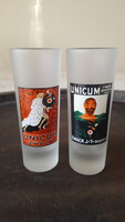 Matt üvegű Unicumos pohár 2 db.