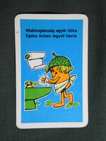 Kártyanaptár,Piért vállalat,egészségmegelőzés,moss kezet,grafikai,reklám figura Makk Marci,1980, (1)