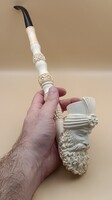 70-es évek 35cm hosszú Meerschaum habkő tajték pipa Szultán Maharadzsa fej Nem volt begyújtva