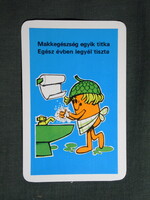 Kártyanaptár,Megyei Köjál,egészségmegelőzés,moss kezet,grafikai,reklám figura Makk Marci,1980, (1)