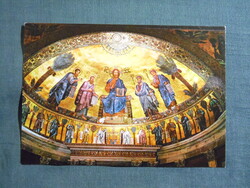 Képeslap,Olaszország,Róma,Basilica di San Paolo,Szent Pál-bazilika,mozaik kép látkép,részlet,1970-