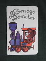 Kártyanaptár,Dörmögő Dömötör ifjúsági újság magazin,grafika,medve,gőzmozdony,1981,  (1)